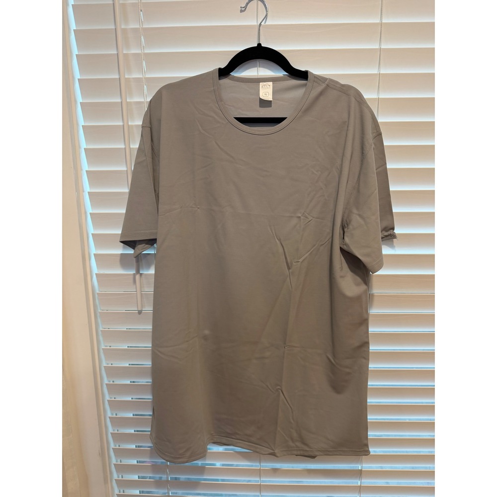 BYLT Premium Basics Mens XL Grey Drop Cut Short Sleeve Crew Neck T-Shirt Stretch